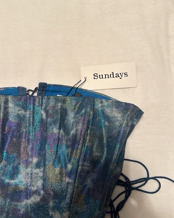 Sundaysoho Blue Metallic Crop Top - Image 4