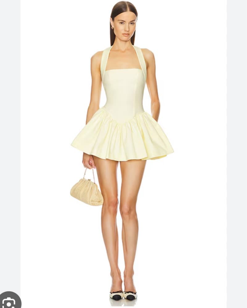 Helsa Faille Halter Mini Dress - Image 3