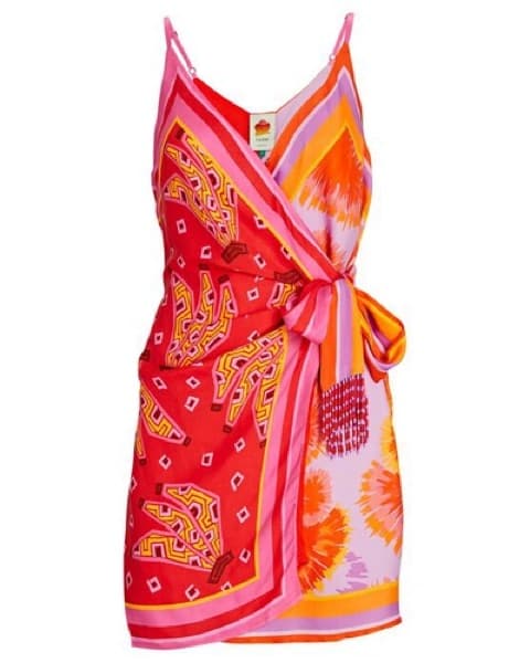 Farm Rio scarf Print Wrap Mini Dress - Image 3