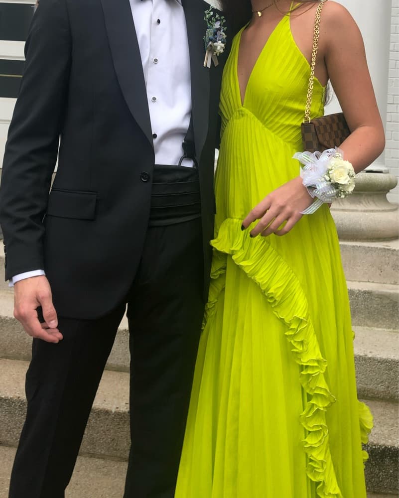Vibrant Green Pleated Gown - Image 2