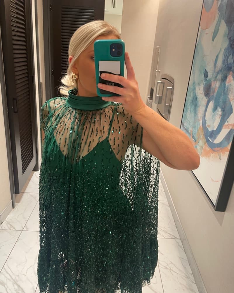 Alice + Olivia Sequin Cape Dress - Image 1