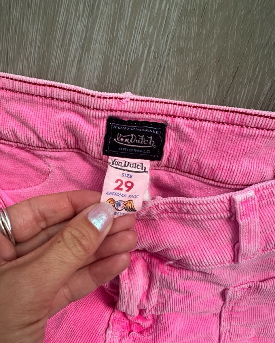 Vibrant Pink Von Dutch Cord Pants - Image 3