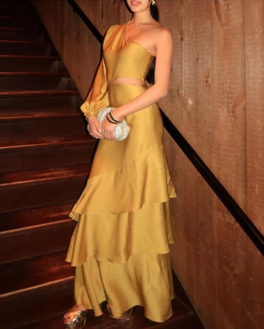 Marciano Gold One Shoulder Dress - Image 2