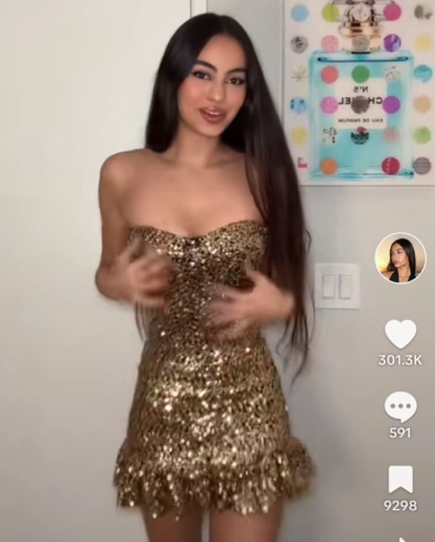 Gold Sequin Cocktail Dress - Image 2