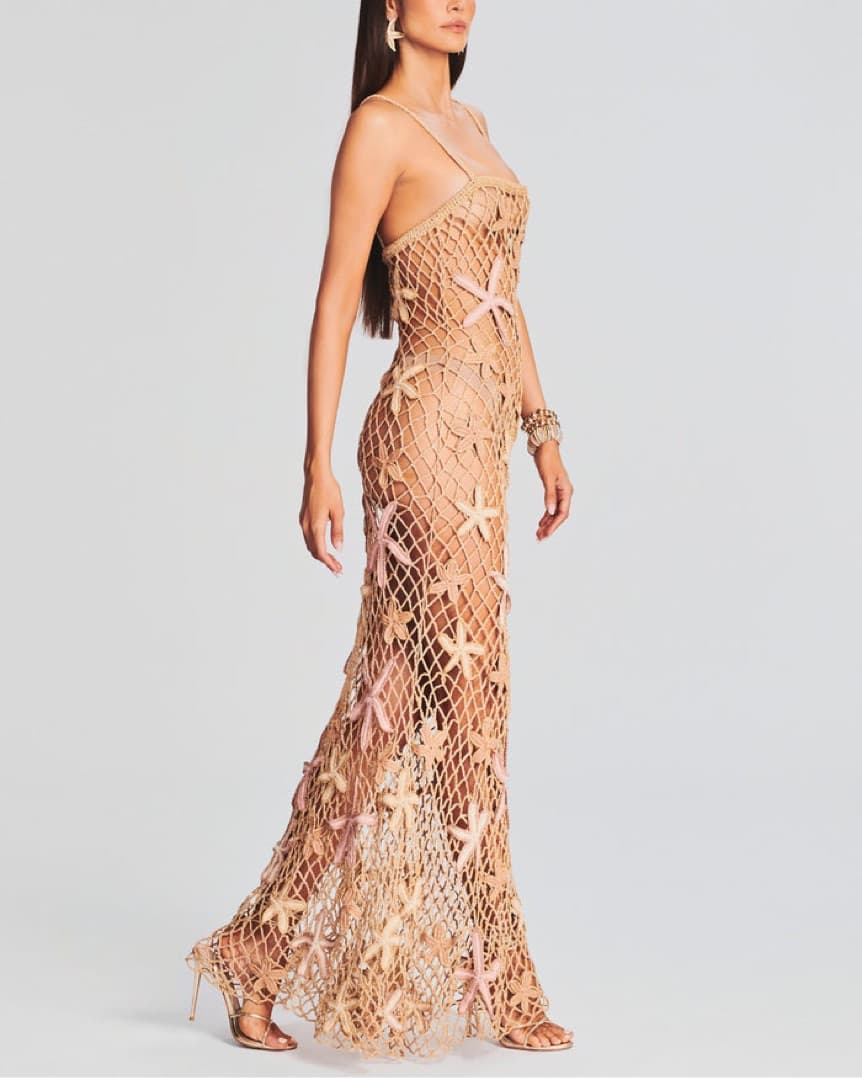 Retrofete Seashell Crochet Maxi Dress - Image 2