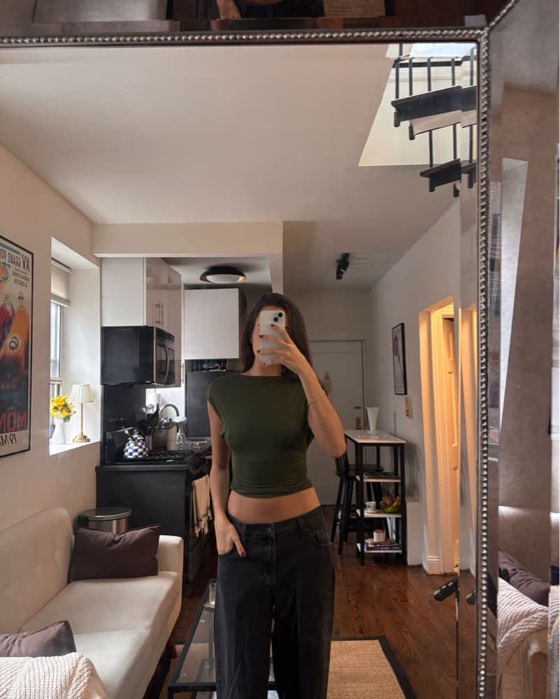 Green Low V Neck Top - Image 3