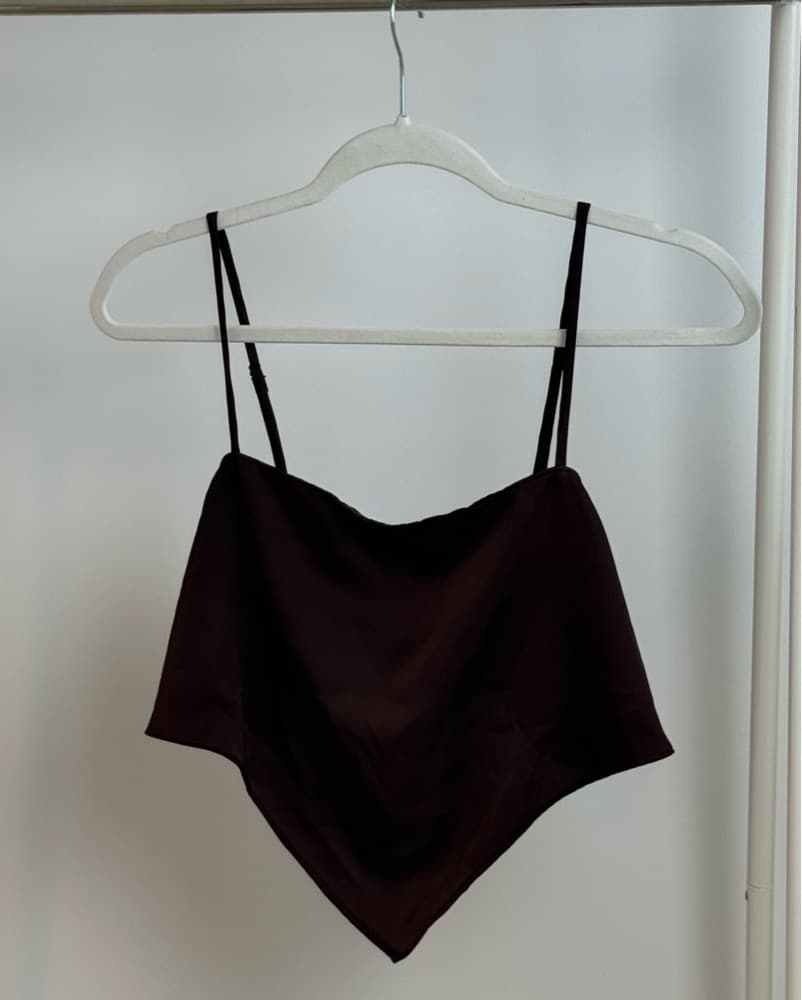 Chic Chocolate Brown Satin Top - Image 3