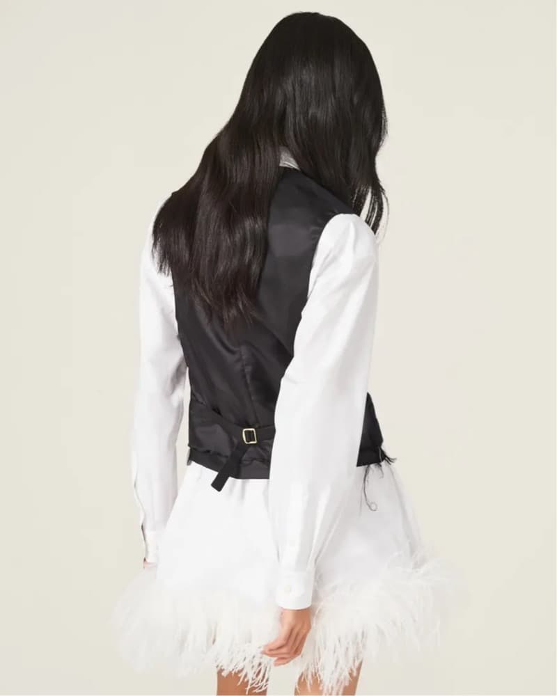 Miu Miu Pinstripe Logo Raw-Edge Vest - Image 2