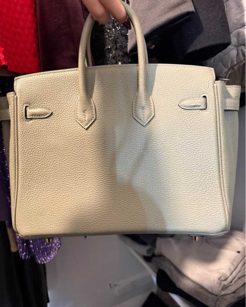 Elegant Gray Leather Birken Bag - Image 2