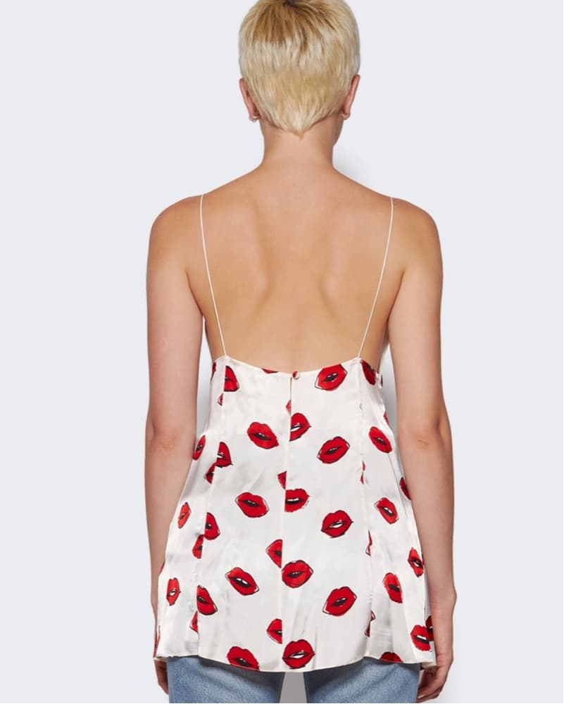 Khaite Grisella Cream/Red Lips Top  - Image 4