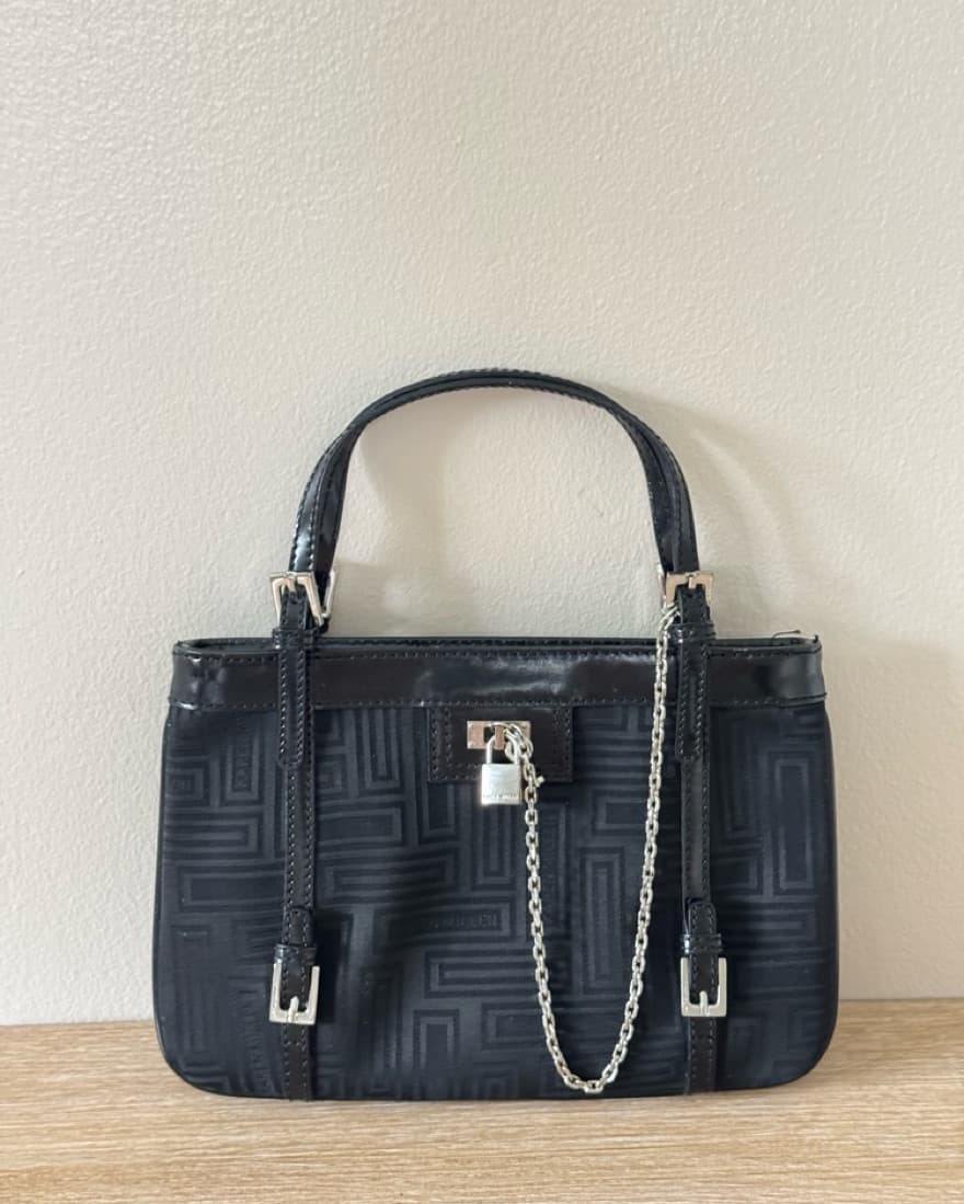 Karen Millen Black Purse Silver Chain - Image 1