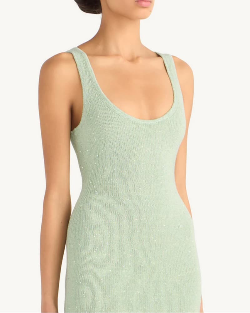 Stunning Seafoam Sparkle Maxi Dress - Image 3