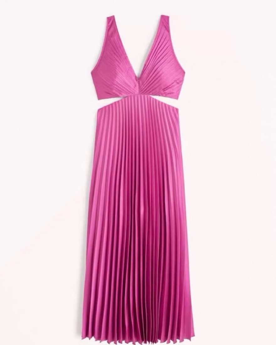 Satin Pleated Cutout Maxi Dress - Image 1