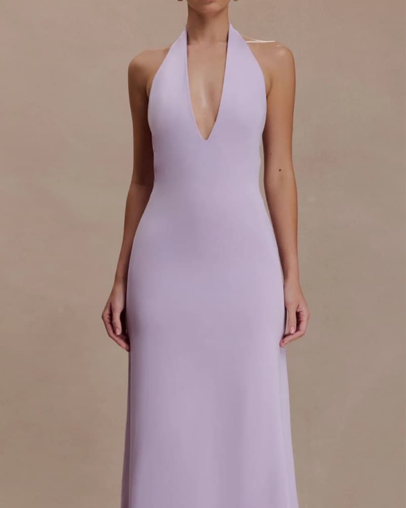 Sleek Lavender Halter Gown - Image 1