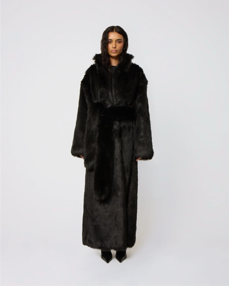 Khy Black Faux Fur Coat - Image 3