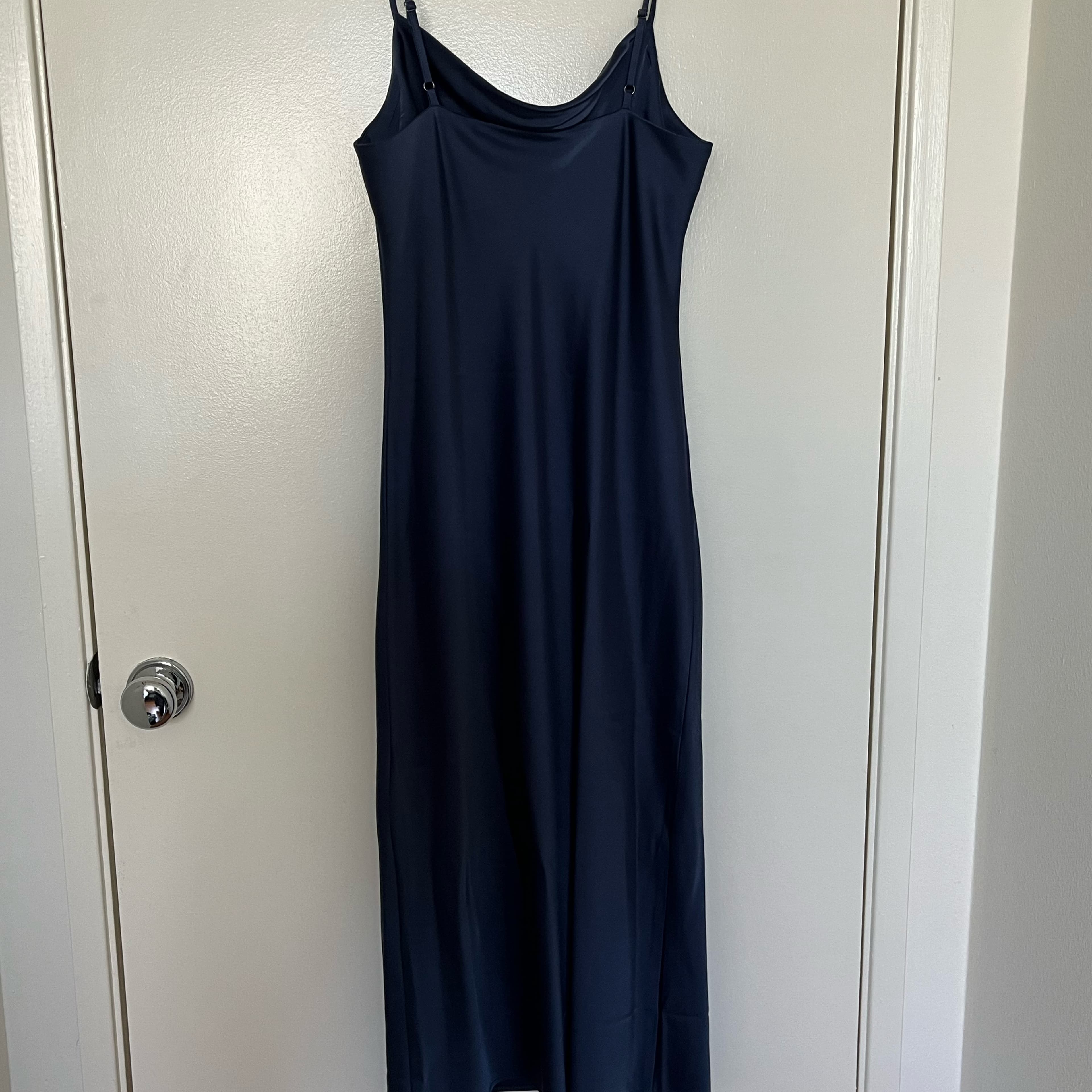 Blue Cowl Neck Midi Dress - Image 2