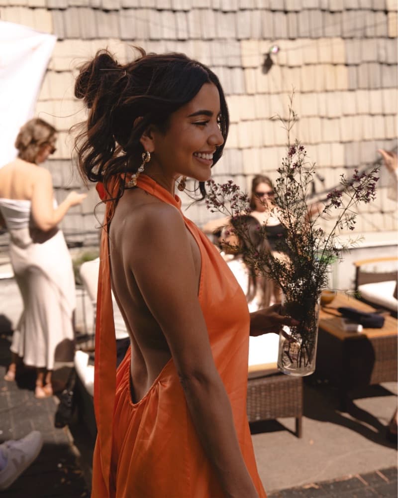 ASOS Orange Satin Halter Jumpsuit - Image 6