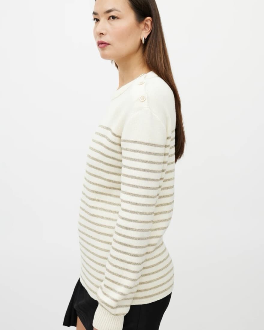 Saint Laurent Striped White Gold Sweater - Image 4