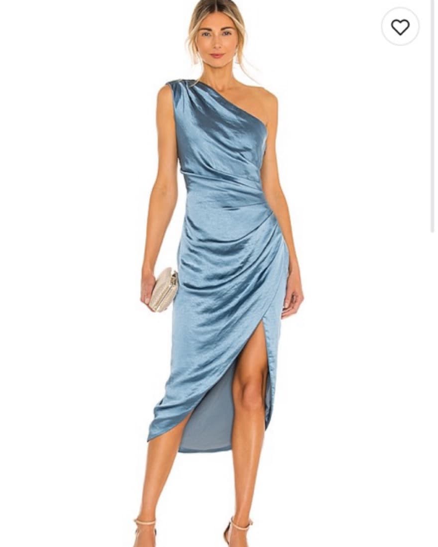 Elegant One-Shoulder Satin Dress - Image 1
