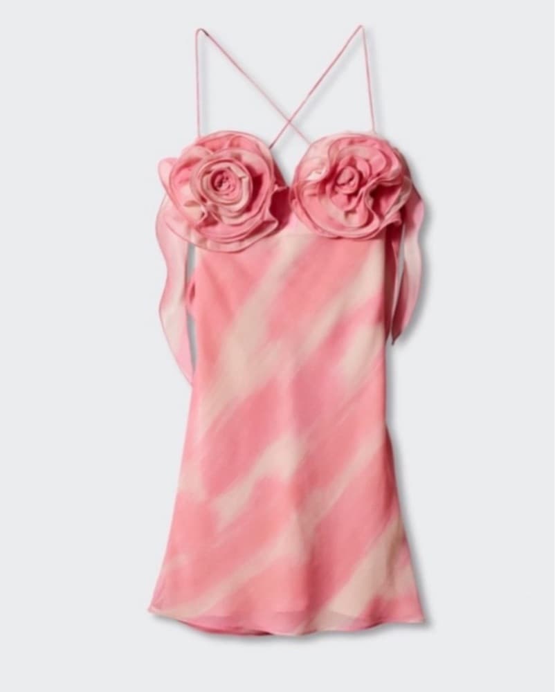 Floral Pink Mini Slip Dress - Image 1