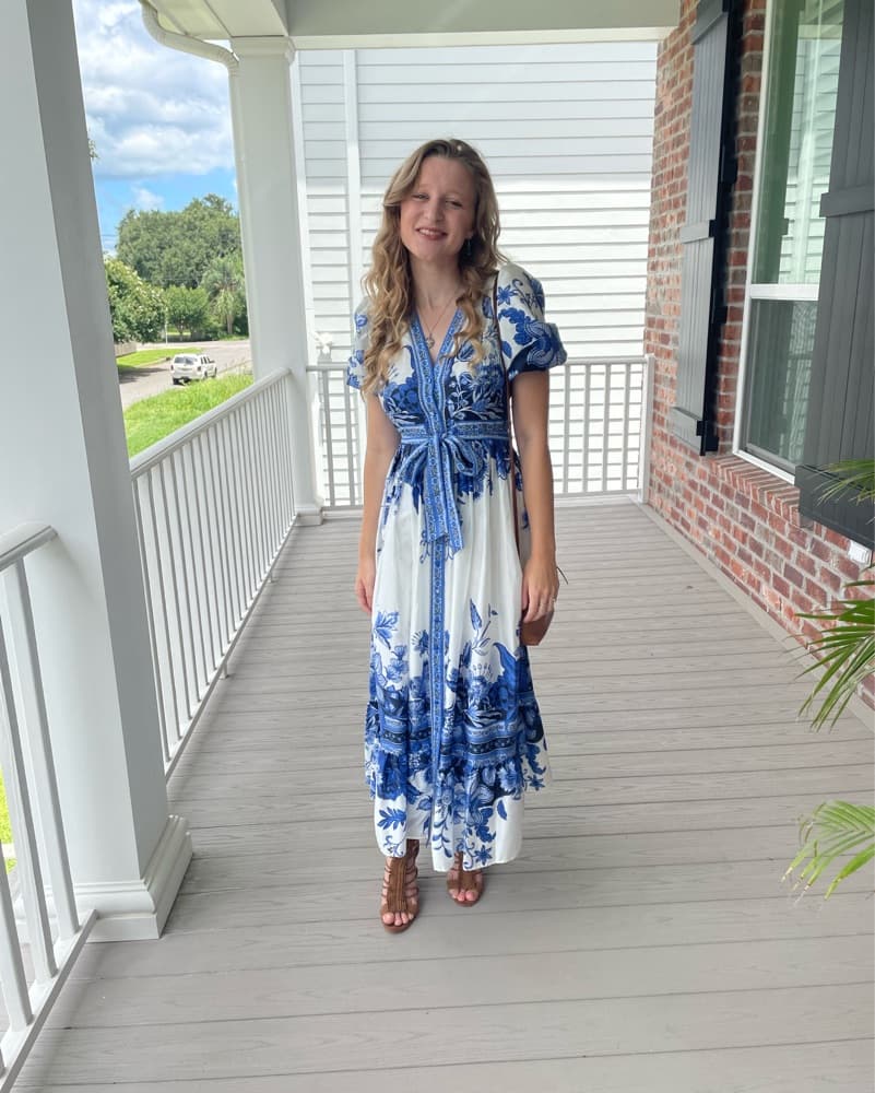 Blue & White Maxi Dress Antonio Melanie - Image 5