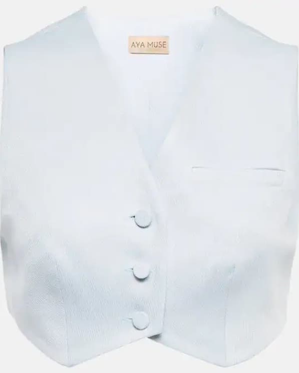 Aya Muse Blue Cropped Vest - Image 2
