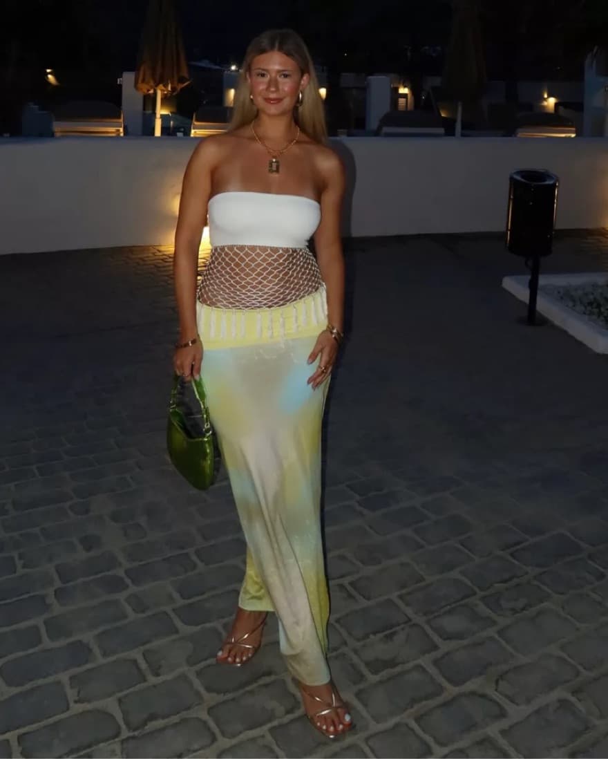 Shimmering Mesh-Inset Maxi Dress - Image 1