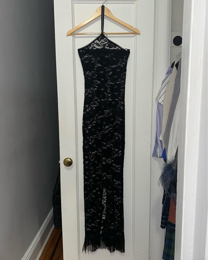 KikiTheBrand-Black Lace Dress W. Fringe - Image 2