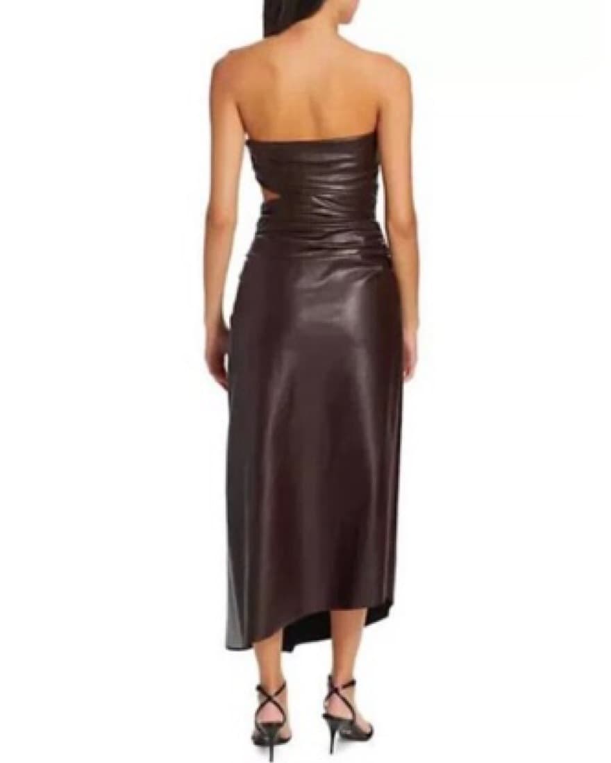 A.L.C Brown Leather Midi Dress  - Image 4