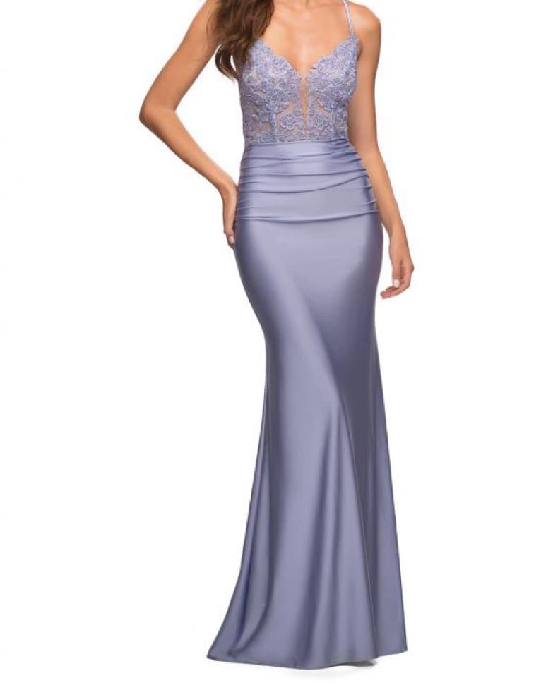 Elegant Lilac Lace Mermaid Gown - Image 1