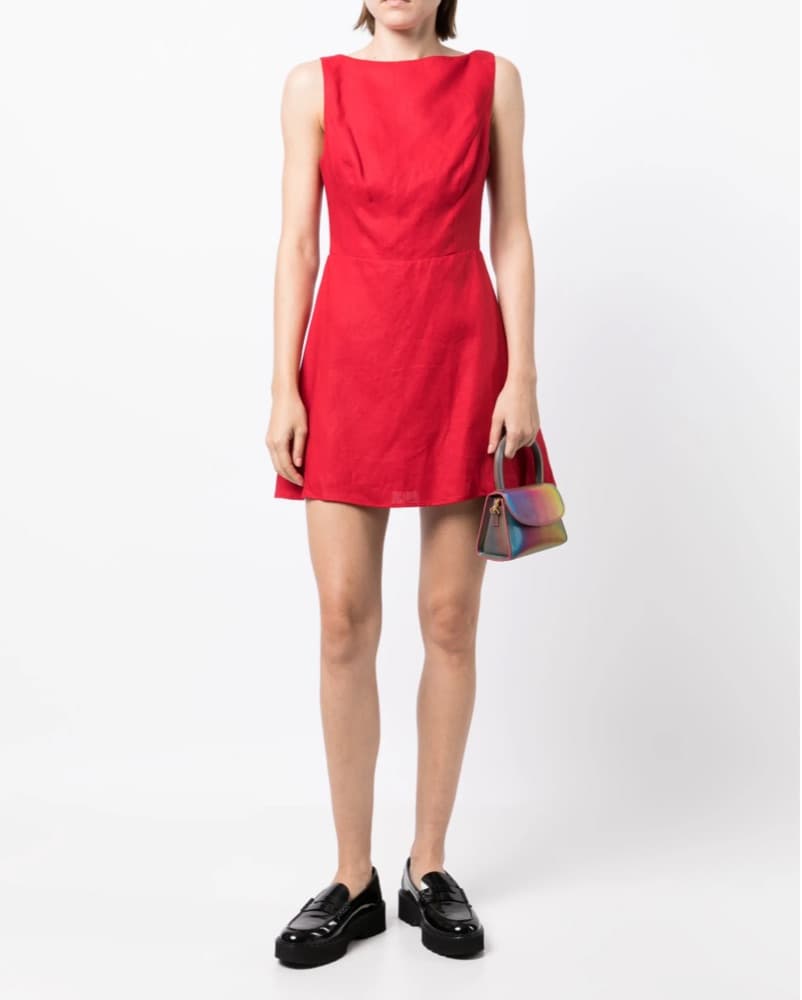 Reformation Zenni Linen Mini Dress Red - Image 2