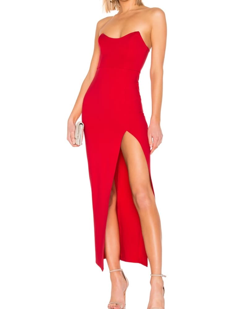 Revolve Red Maxi Dress Leg Slit XXS - Image 1