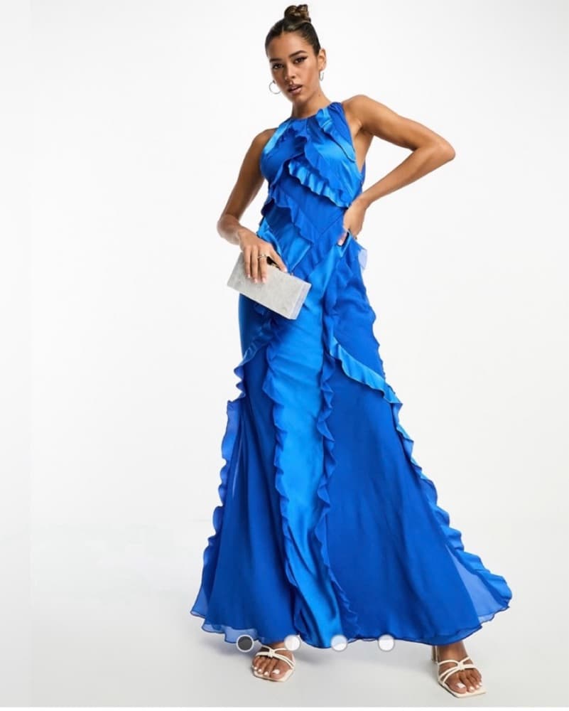 ASOS Blue Ruffled Dress - Image 3