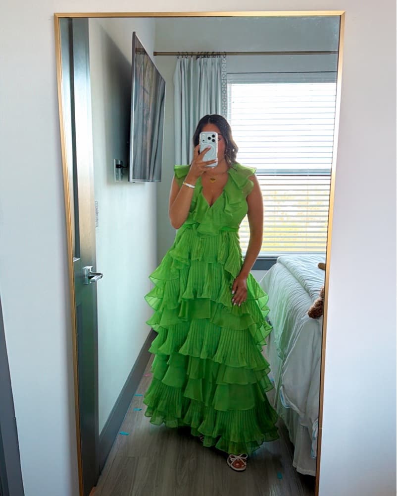 Green Ruffle Maxi Dress  - Image 1