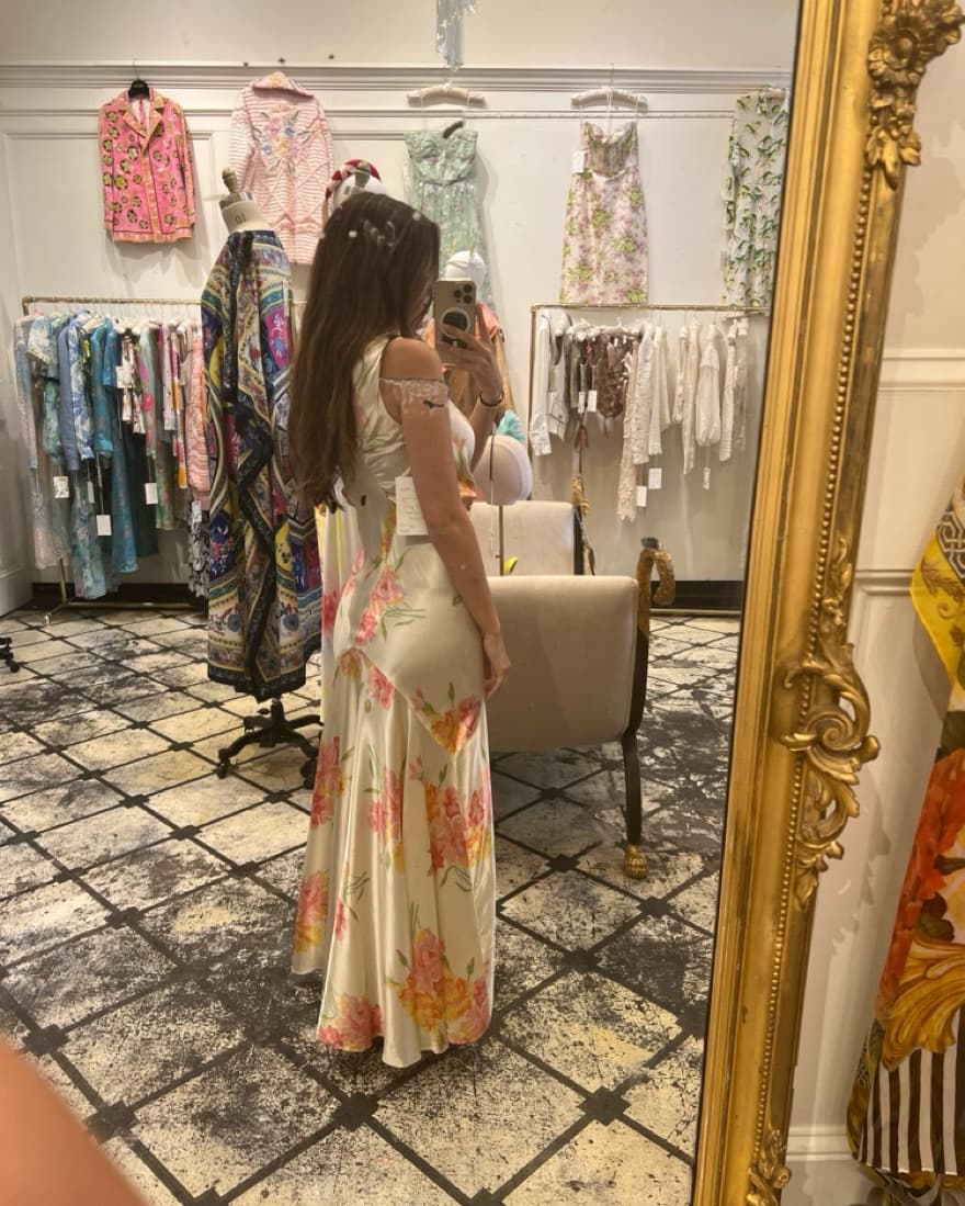 Vintage Floral Satin Dress - Image 2
