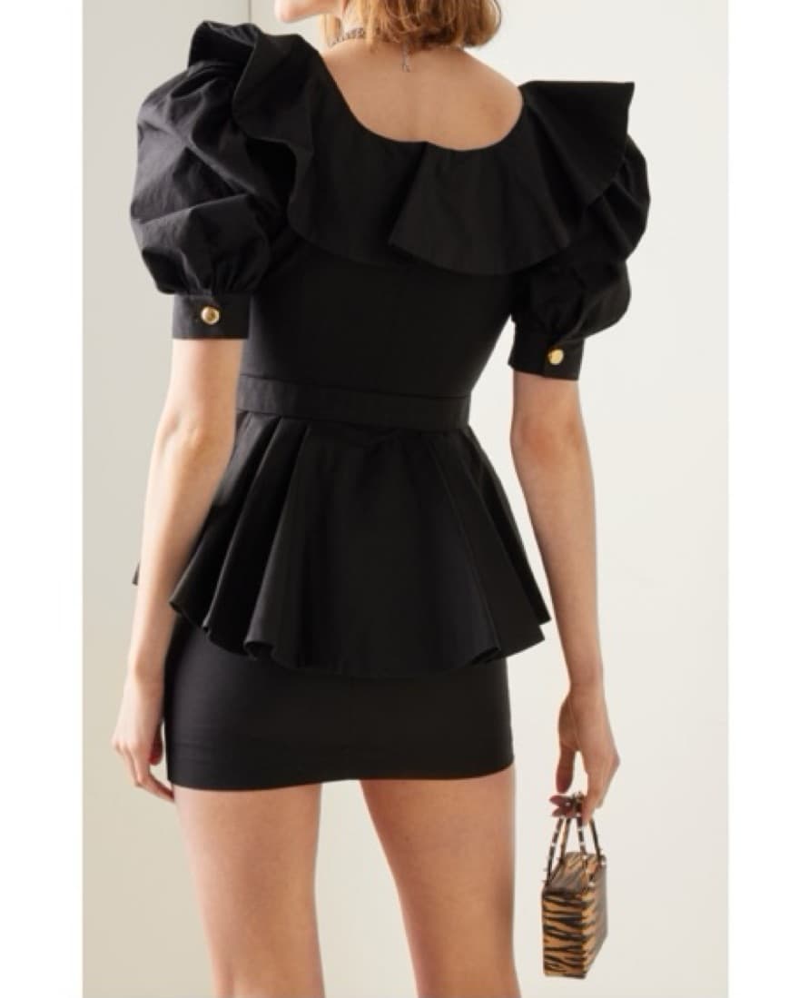 Black Alessandra Rich Cotton Dress  - Image 5