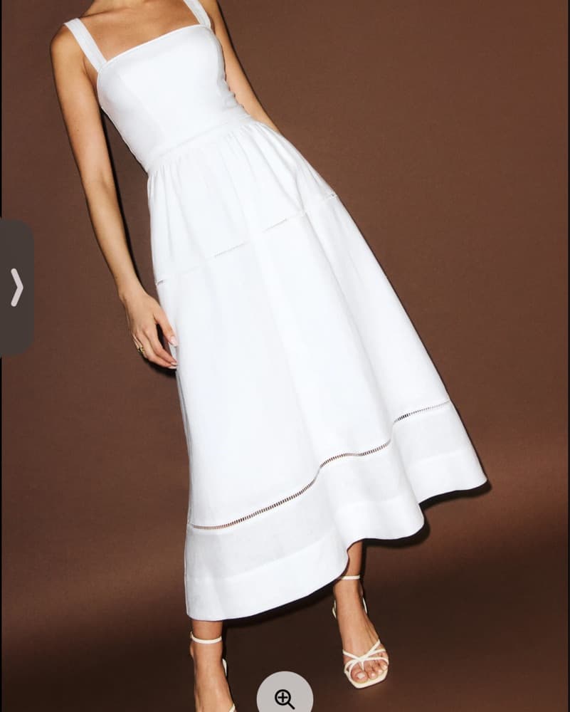 Elegant White Midi Dress Everett Linen D - Image 1