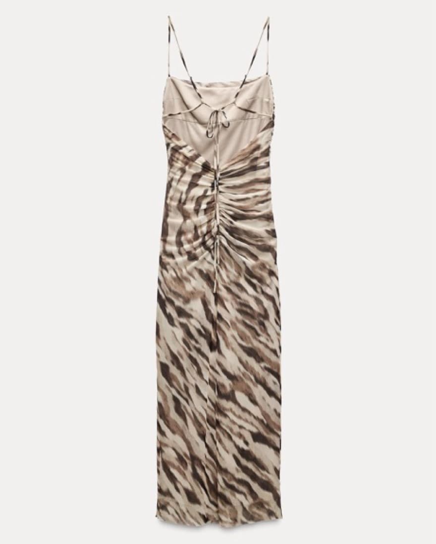 Fitted Zara Printed Midi Dress - Image 3