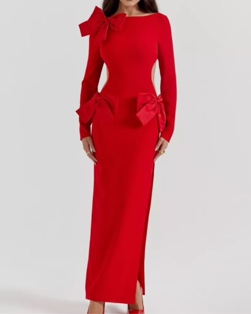 HOUSE OF CB Lavele Red Bow Maxi Dress  - Image 5