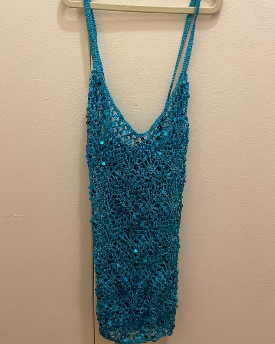 Retrofete Sequin Crochet Blue top - Image 5