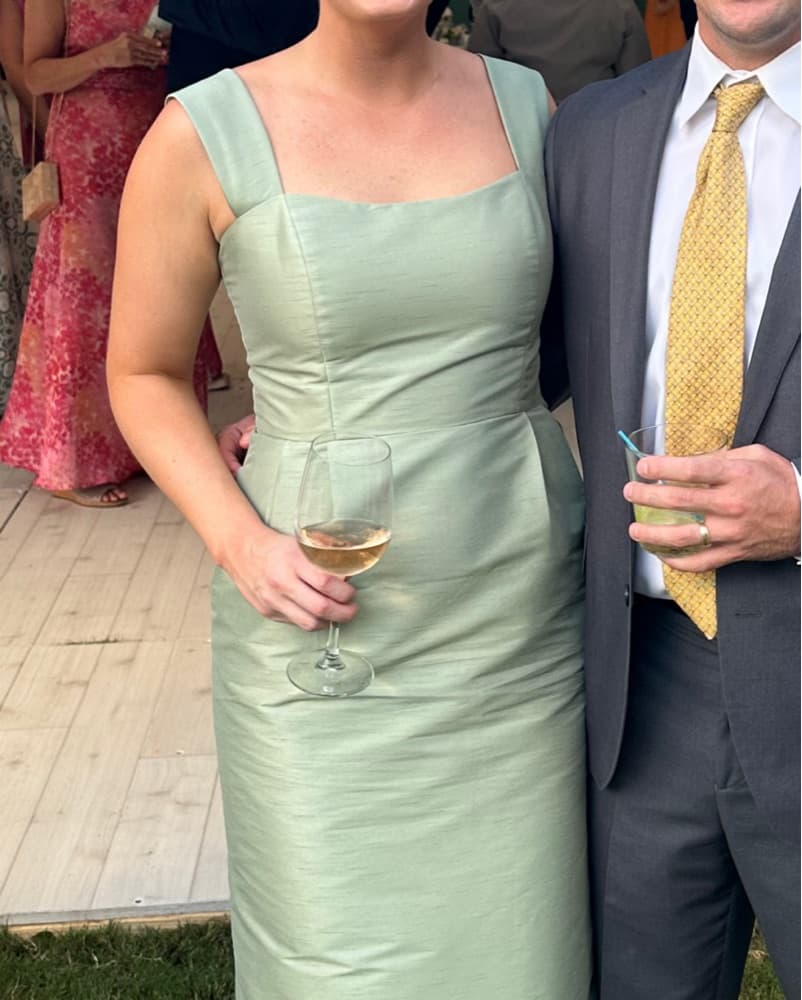Mint Green Satin Midi Dress - Image 2
