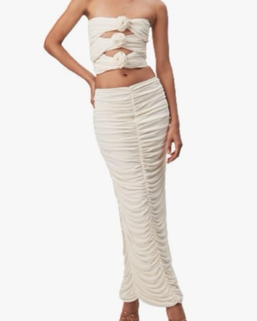 Ronny Kobo White Shirred Set - Image 1