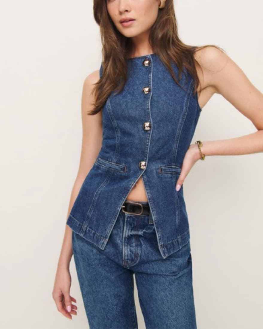 Reformation Ophelia Denim Top  - Image 1