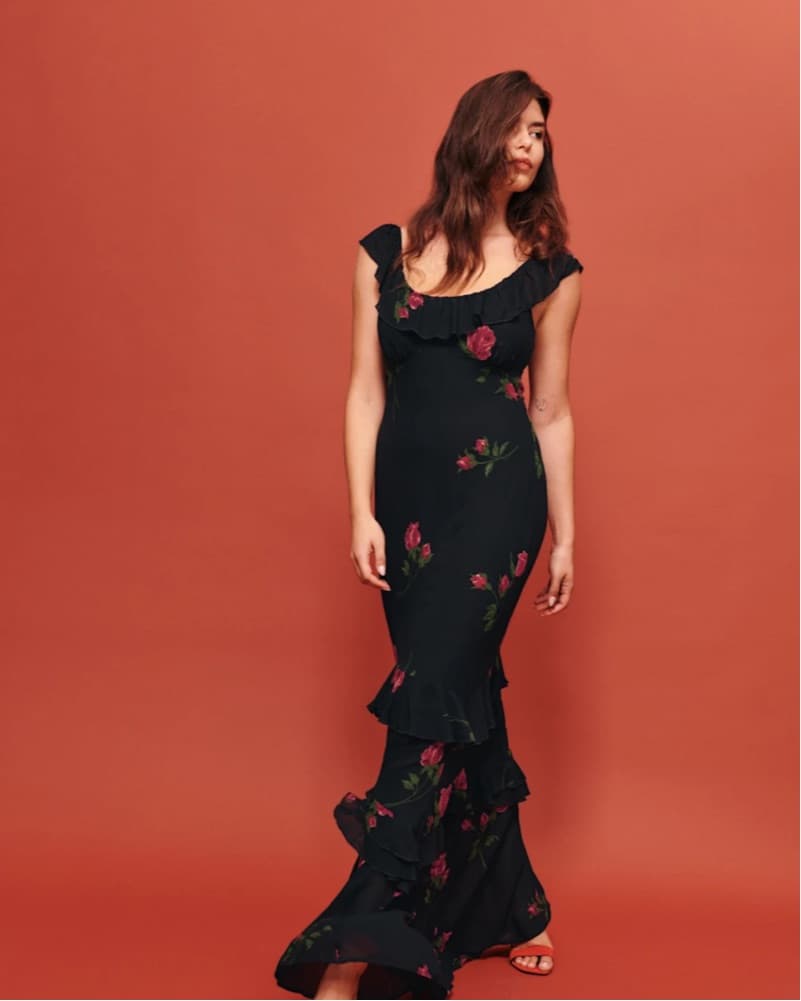 Reformation Tripoli Dress Black/ Floral  - Image 1