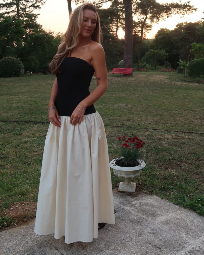 Black And Cream Drop Waist dress  - Image 2