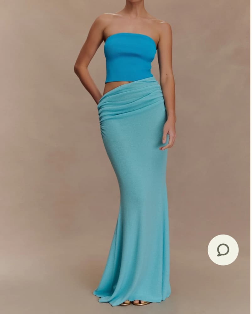 Blue Strapless knit Dress - Image 1
