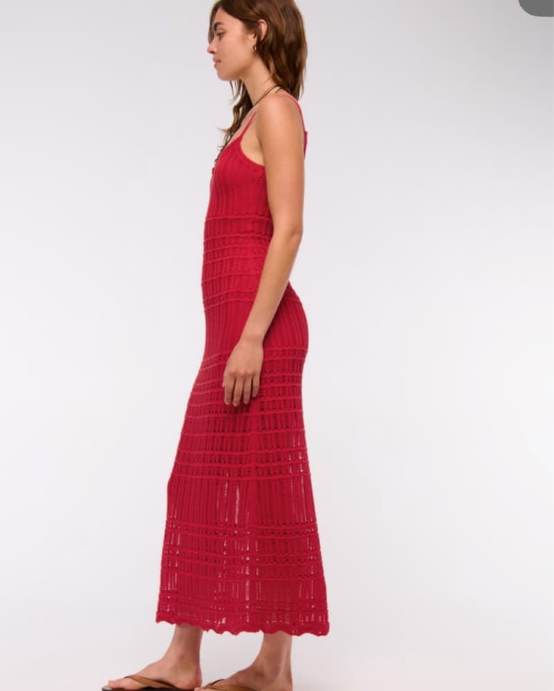 Abercrombie Red Crochet Maxi Dress - Image 2