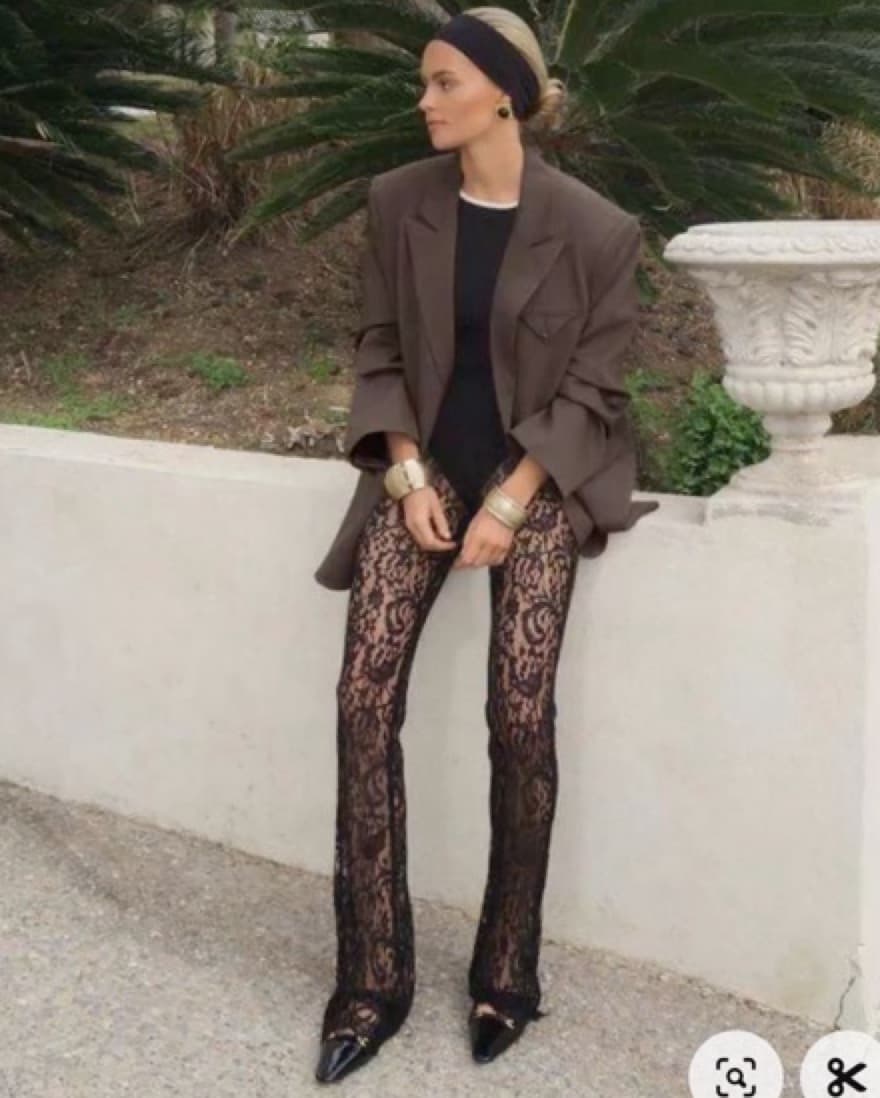 Zara Sheer Lace Pants - Image 1