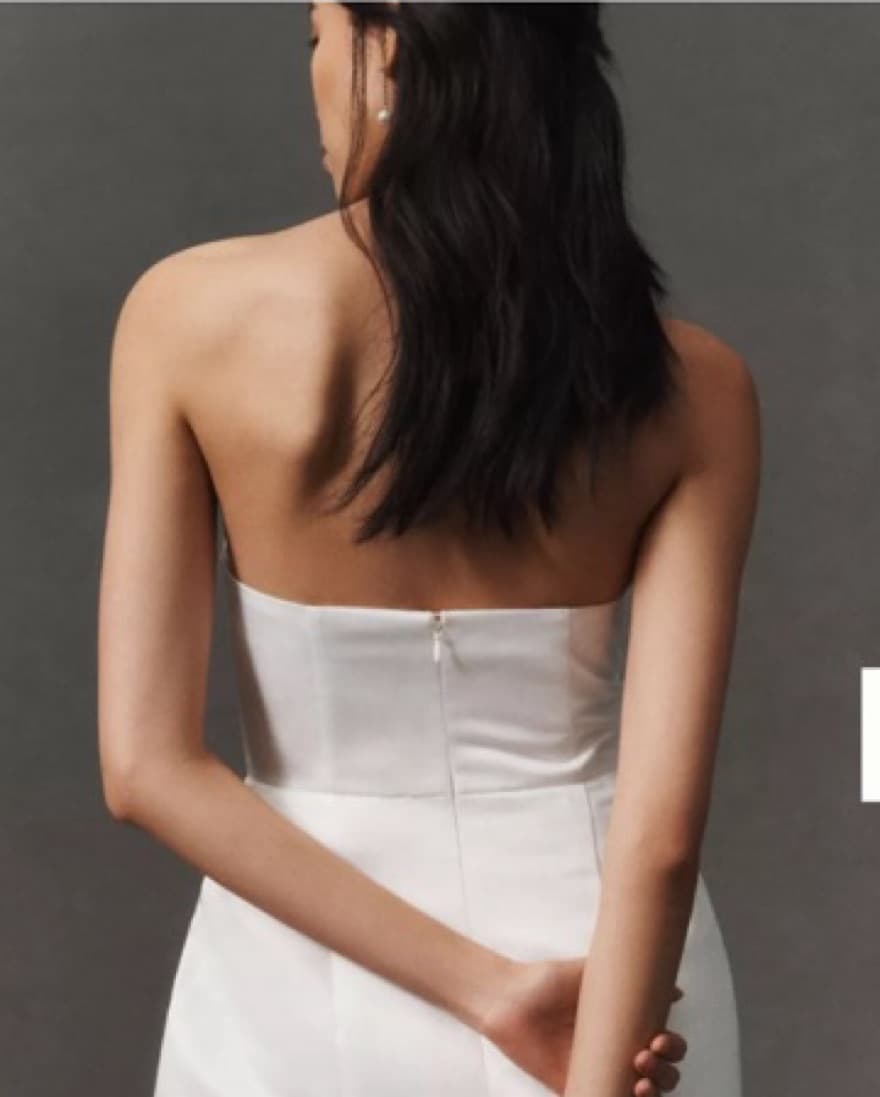 BHLDN Bridal White Strapless Dress - Image 3