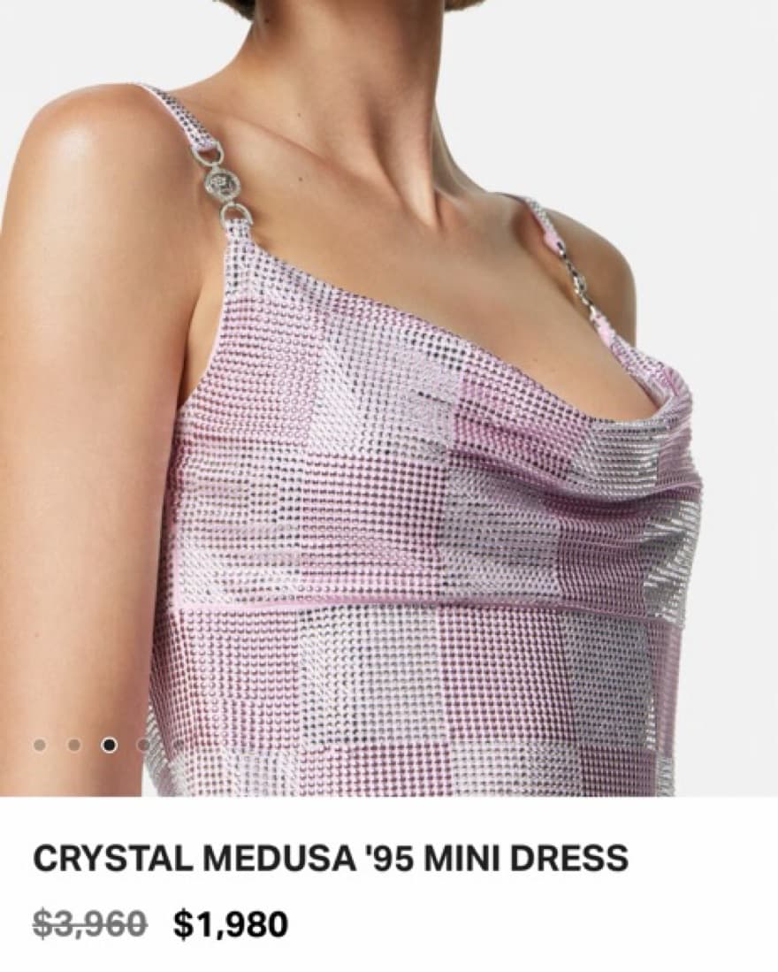 Versace Crystal Mini Dress Pink/Silver - Image 4